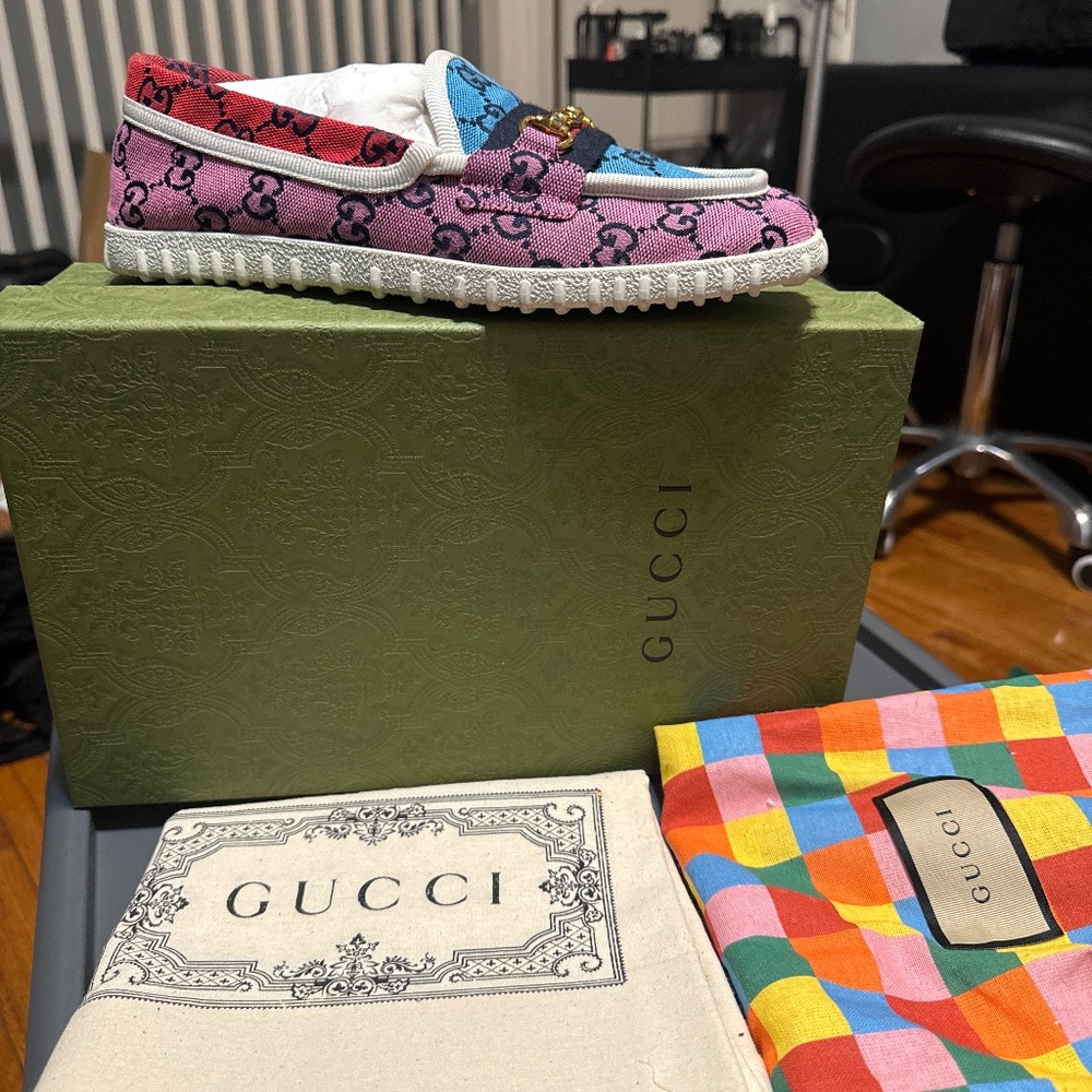 Gucci canvas GG loafers